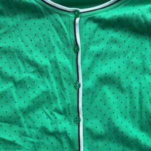 Talbots Green Cardigan w/Polkadots